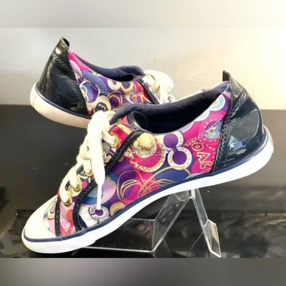 PURPLE POPPY GRAFFITI COACH SNEAKERS!! Size 6! - Picture 3 of 8